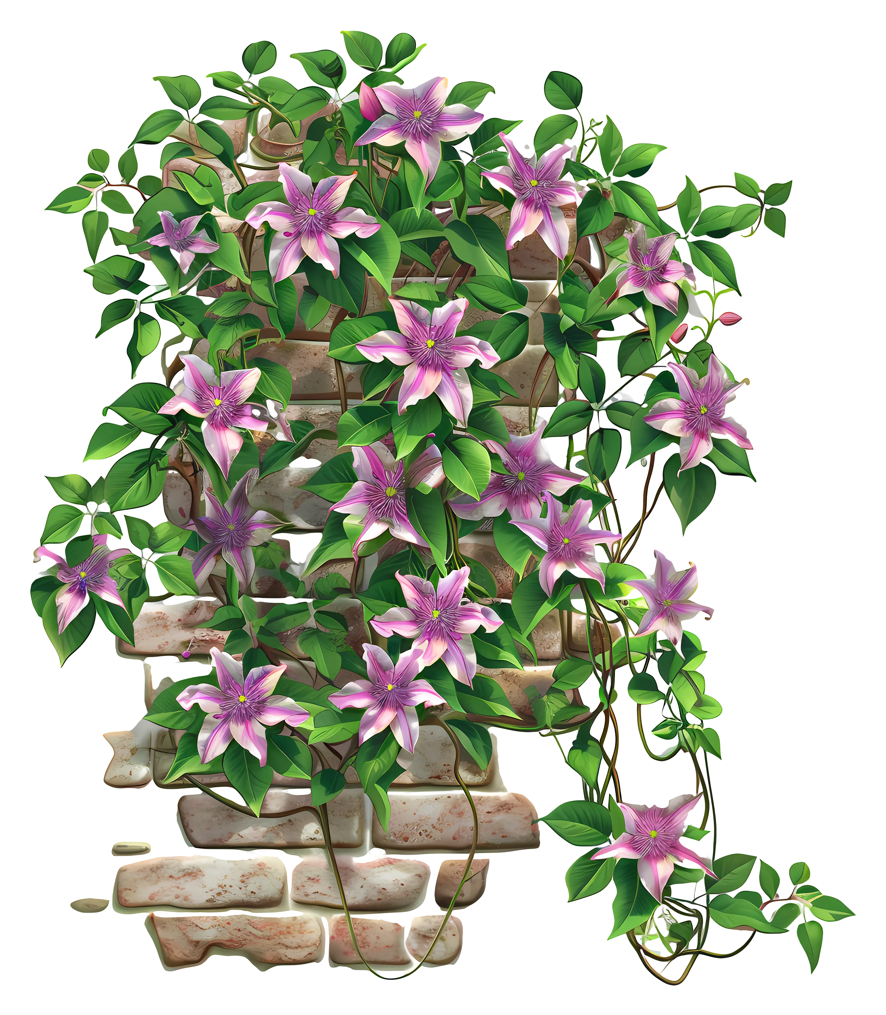 Flowering Vine on Brick Wall