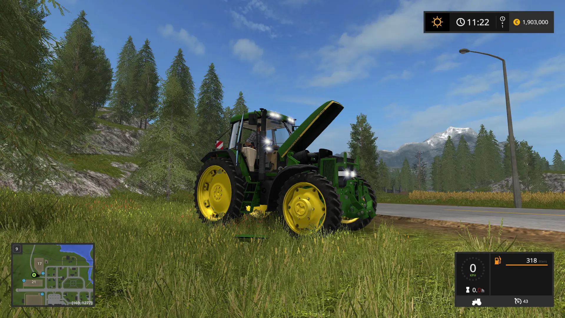 Green Tractor by the Road