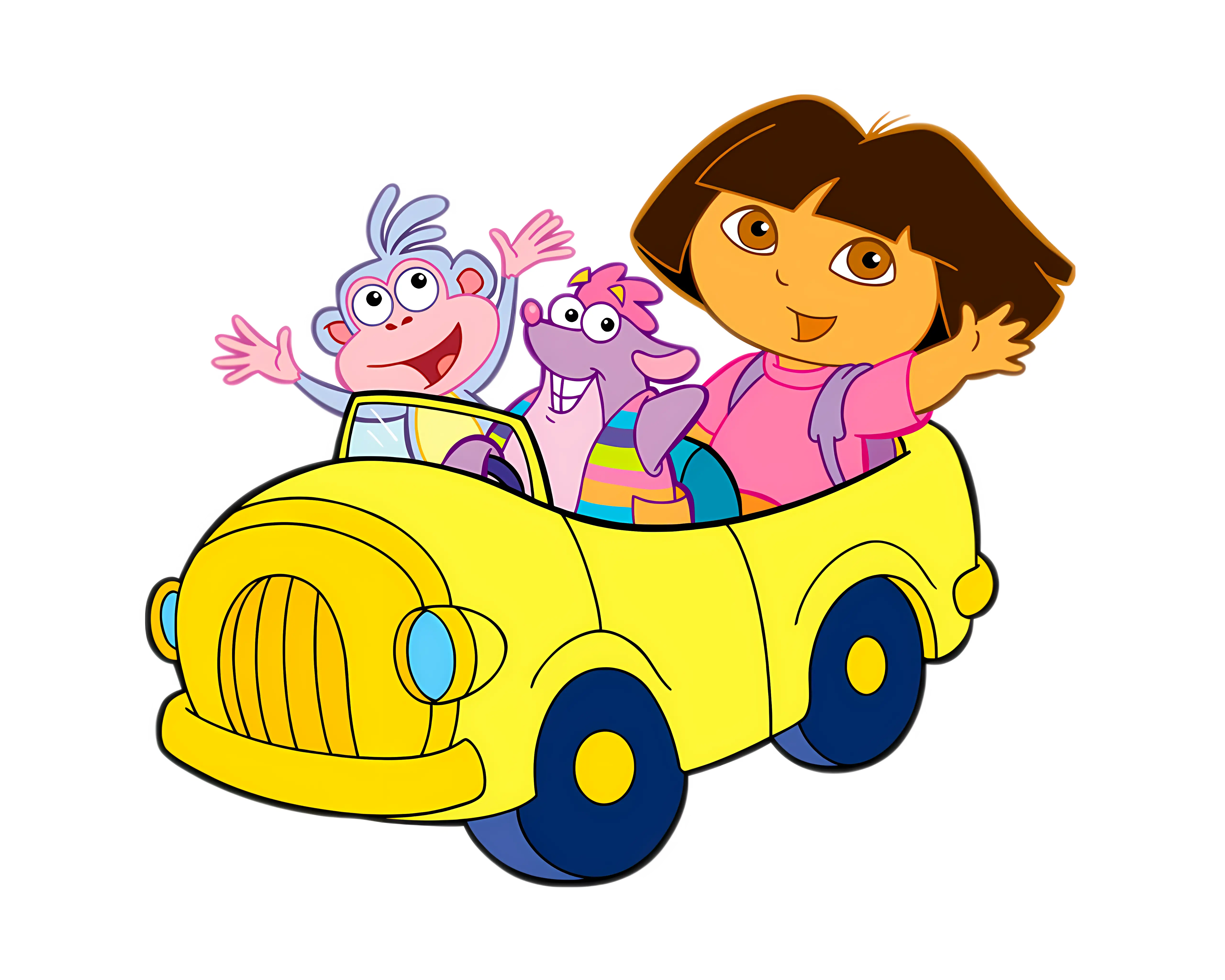 Cartoon Friends on a Car Adventure