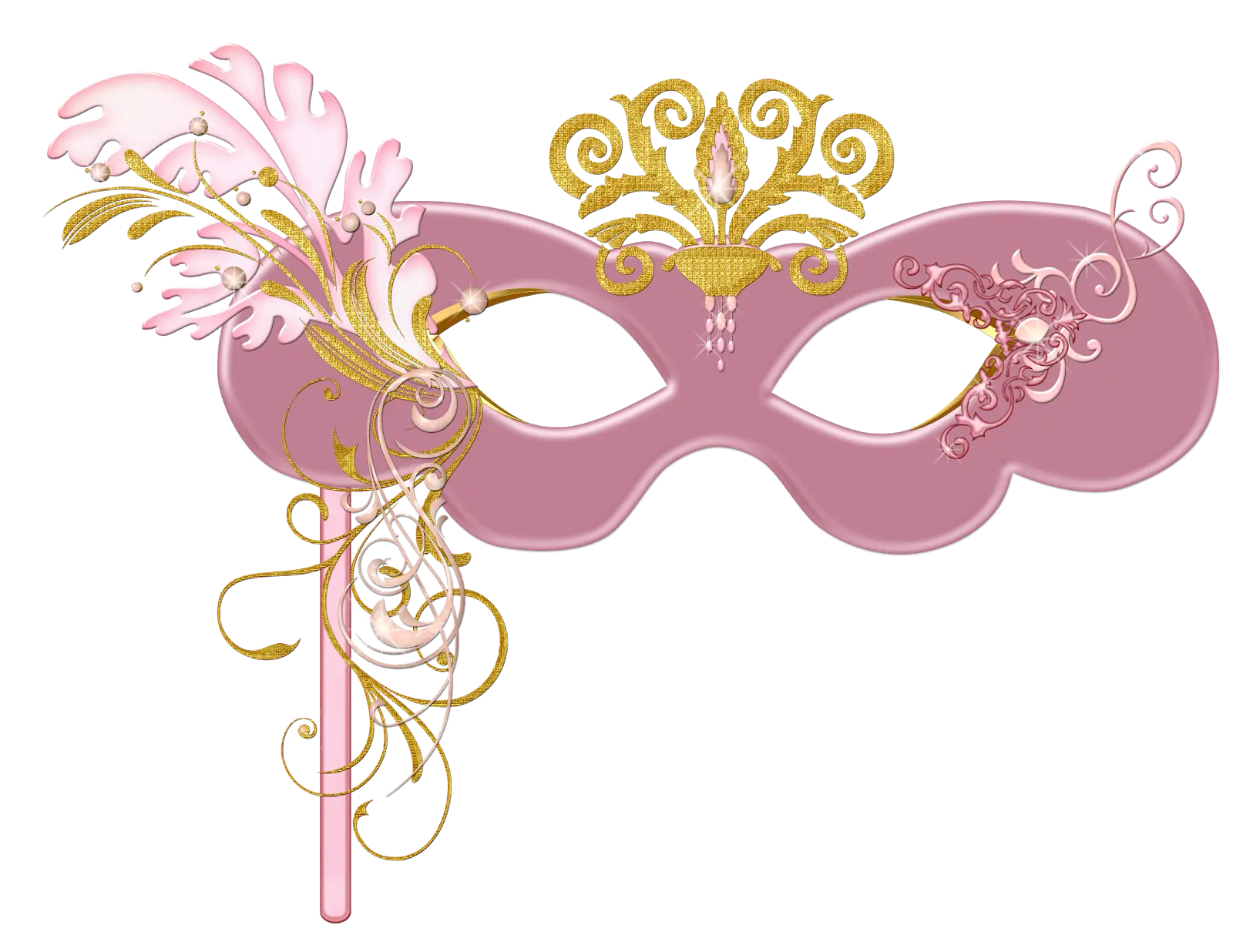 Elegant Pink Masquerade Mask with Decorations