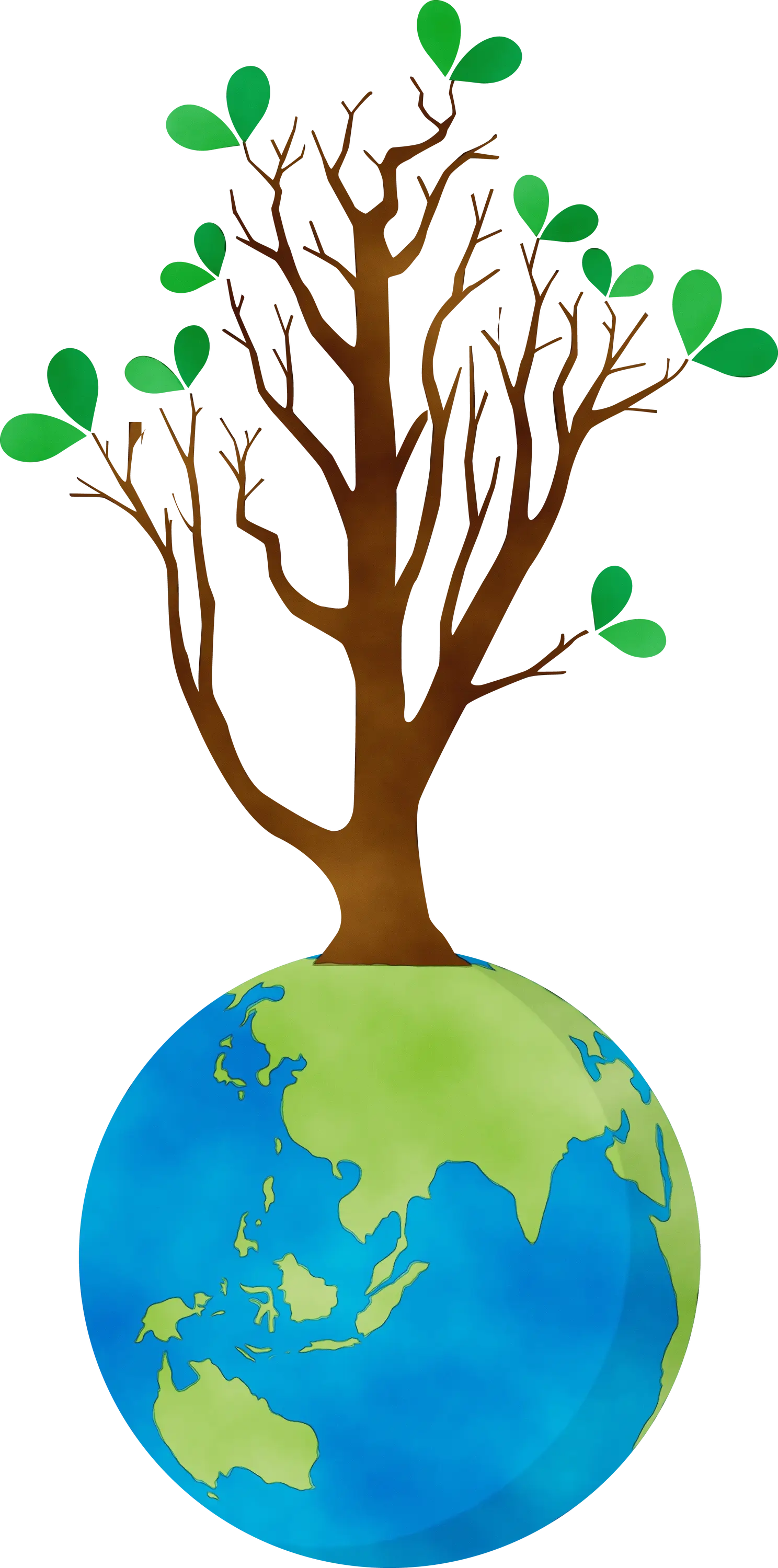 Environmental Tree Growing from Planet Earth