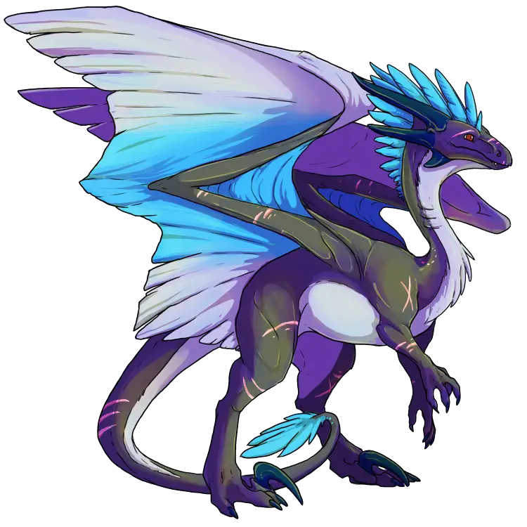 Blue and Purple Fantasy Dragon Illustration