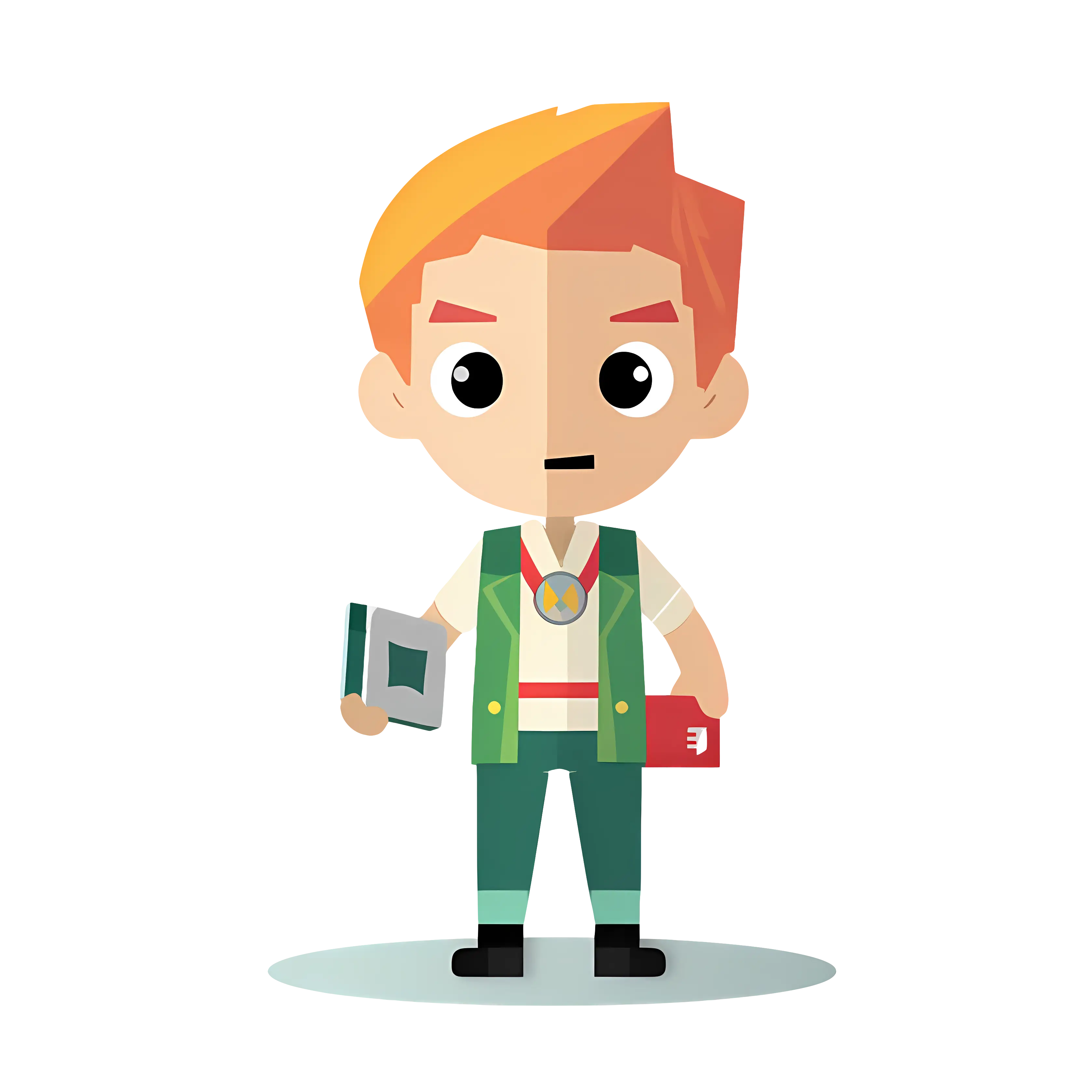Boy with Books and Medal
