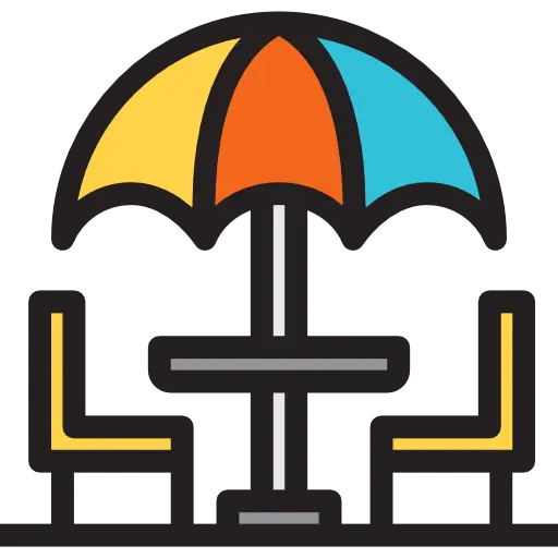Outdoor Furniture with Colorful Umbrella