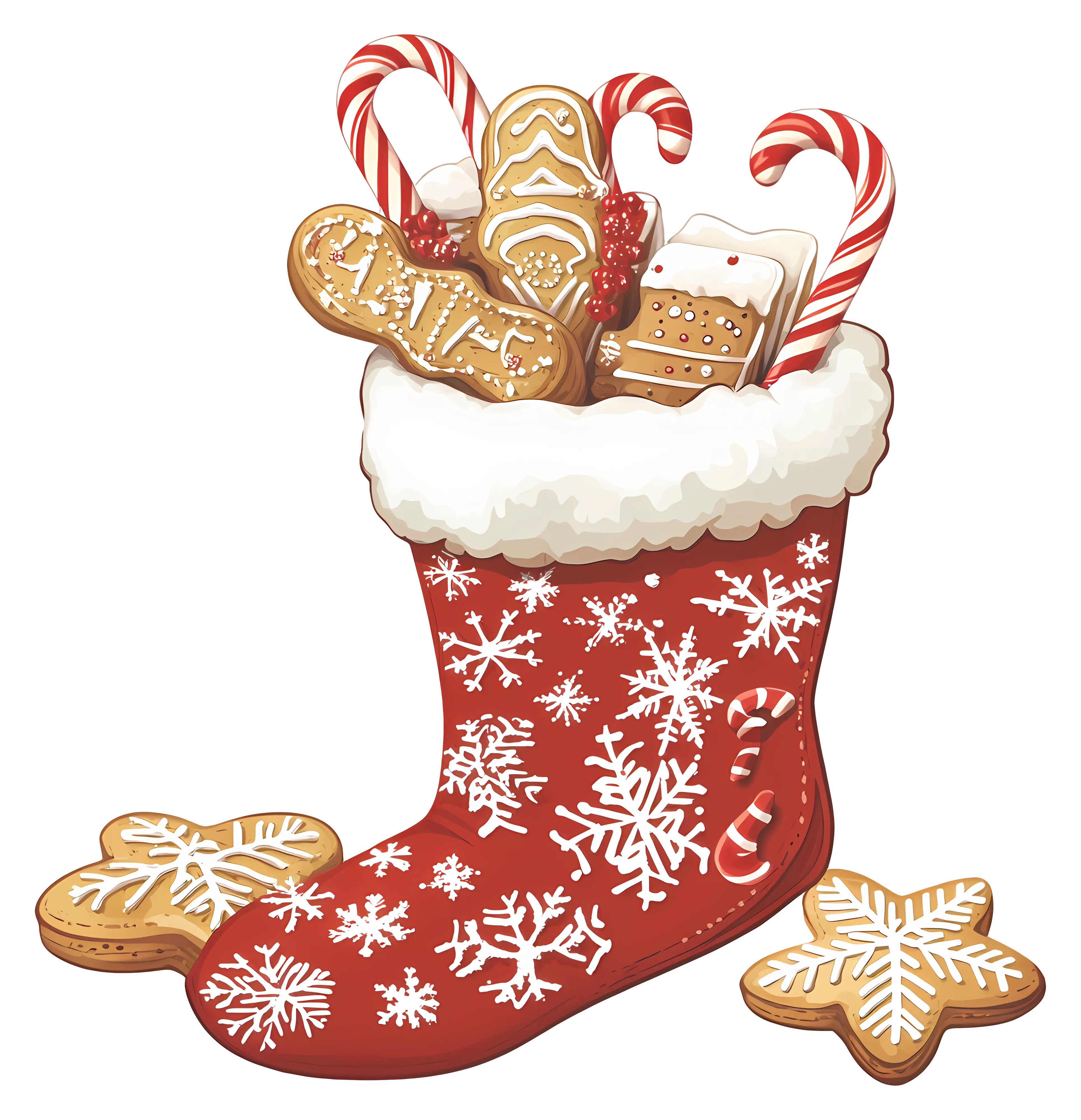 Red Christmas Stocking with Snowflakes