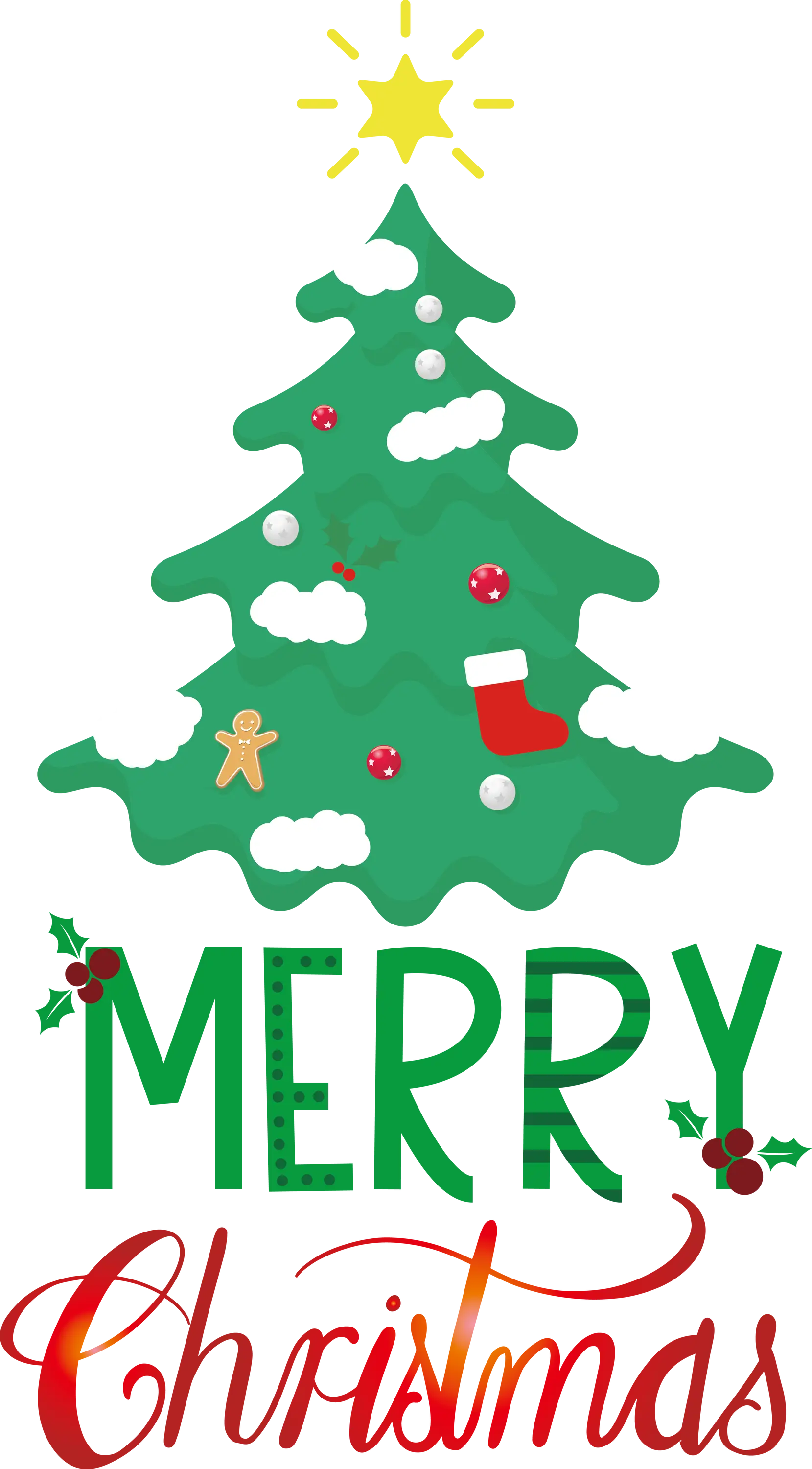 Christmas Tree with Merry Christmas Text