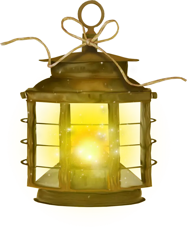 Golden Glowing Lantern with Ribbon Decoration