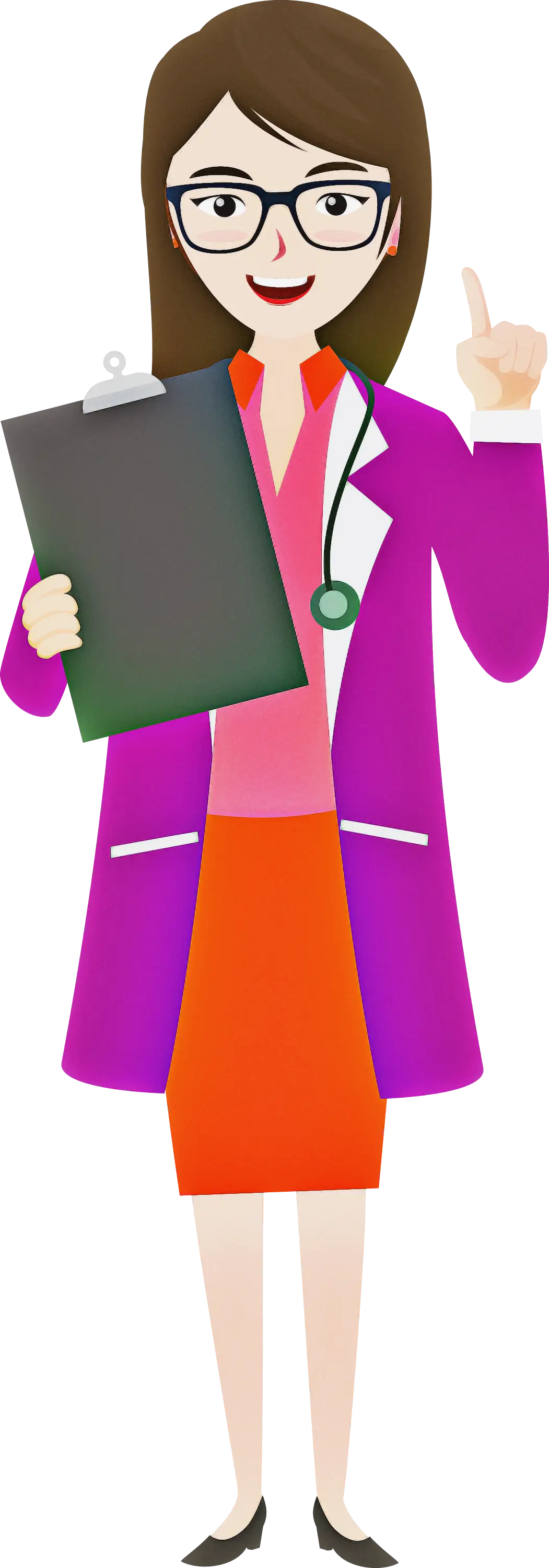 Cartoon Female Doctor Holding Clipboard