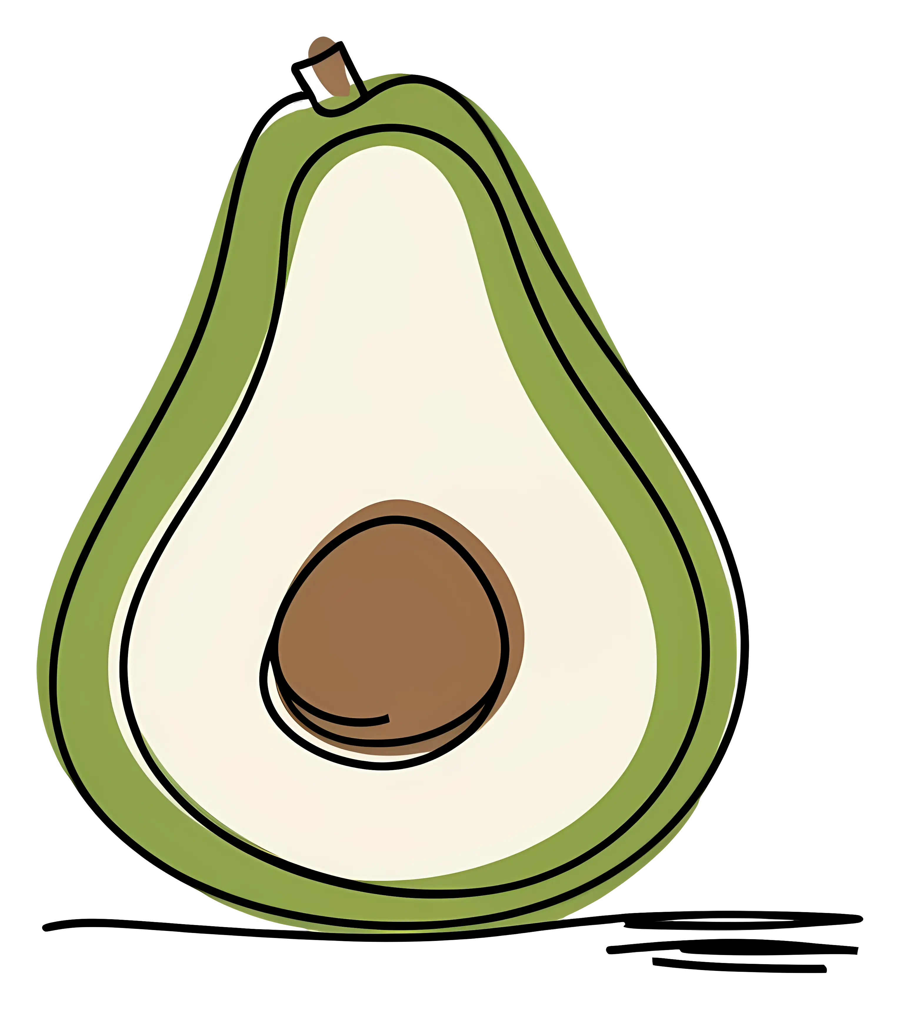Simple Avocado Half Illustration