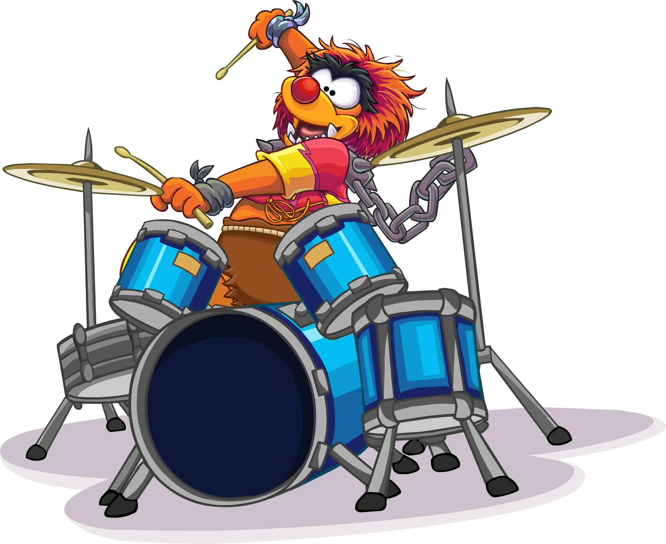 Cartoon Drummer Playing Drums