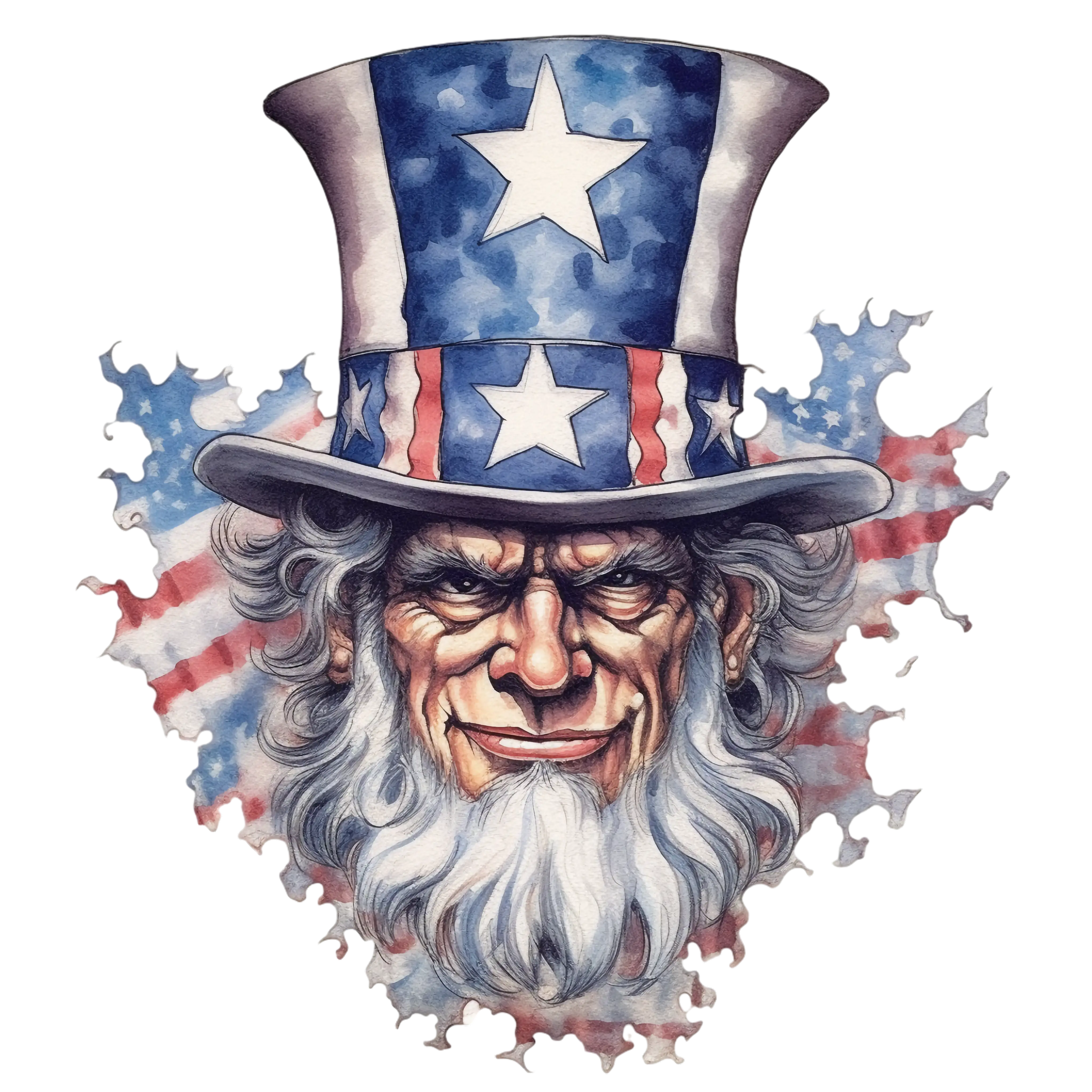 Illustration of Uncle Sam with Patriotic Hat