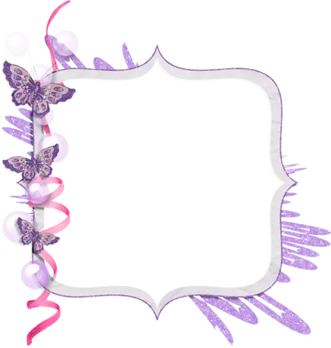 Decorative Frame with Butterflies and Ribbon