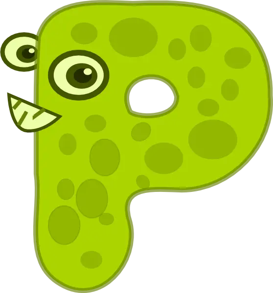 Green Cartoon Letter P