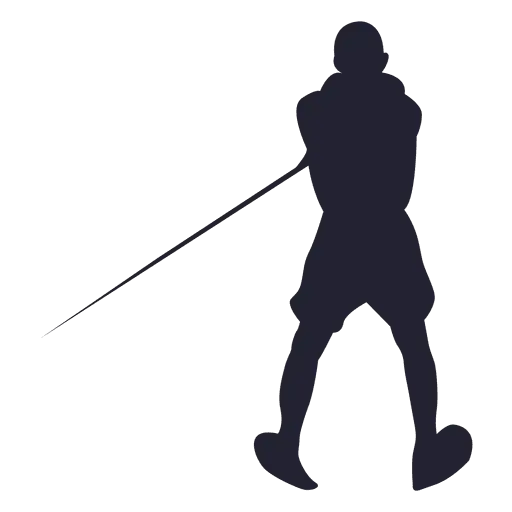 Silhouette of a person pulling something