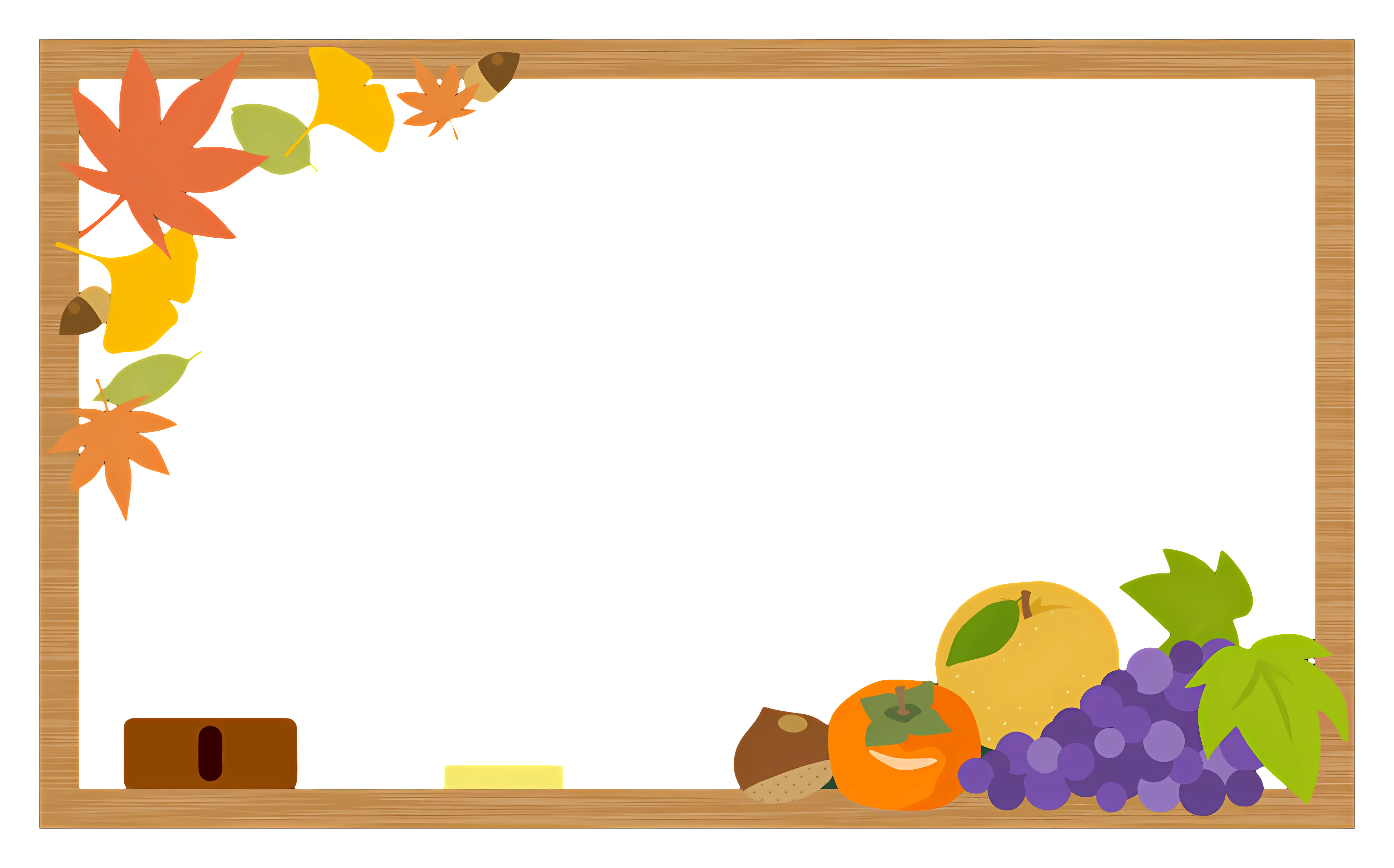 Autumn Frame with Leaves and Fruits