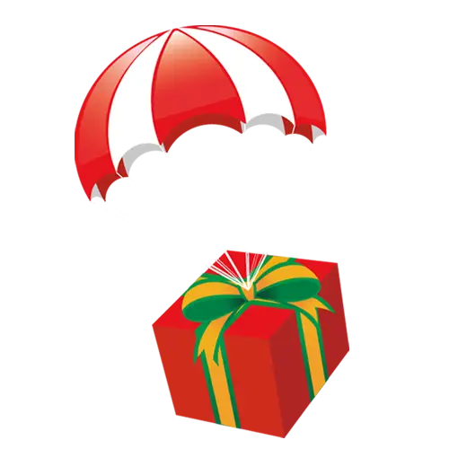 Gift Box Wrapped With Parachute Delivery