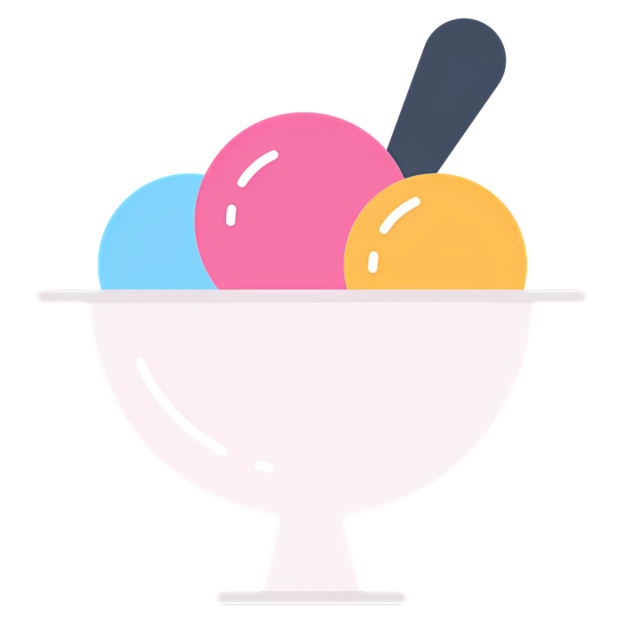 Three Scoops of Ice Cream in a Bowl
