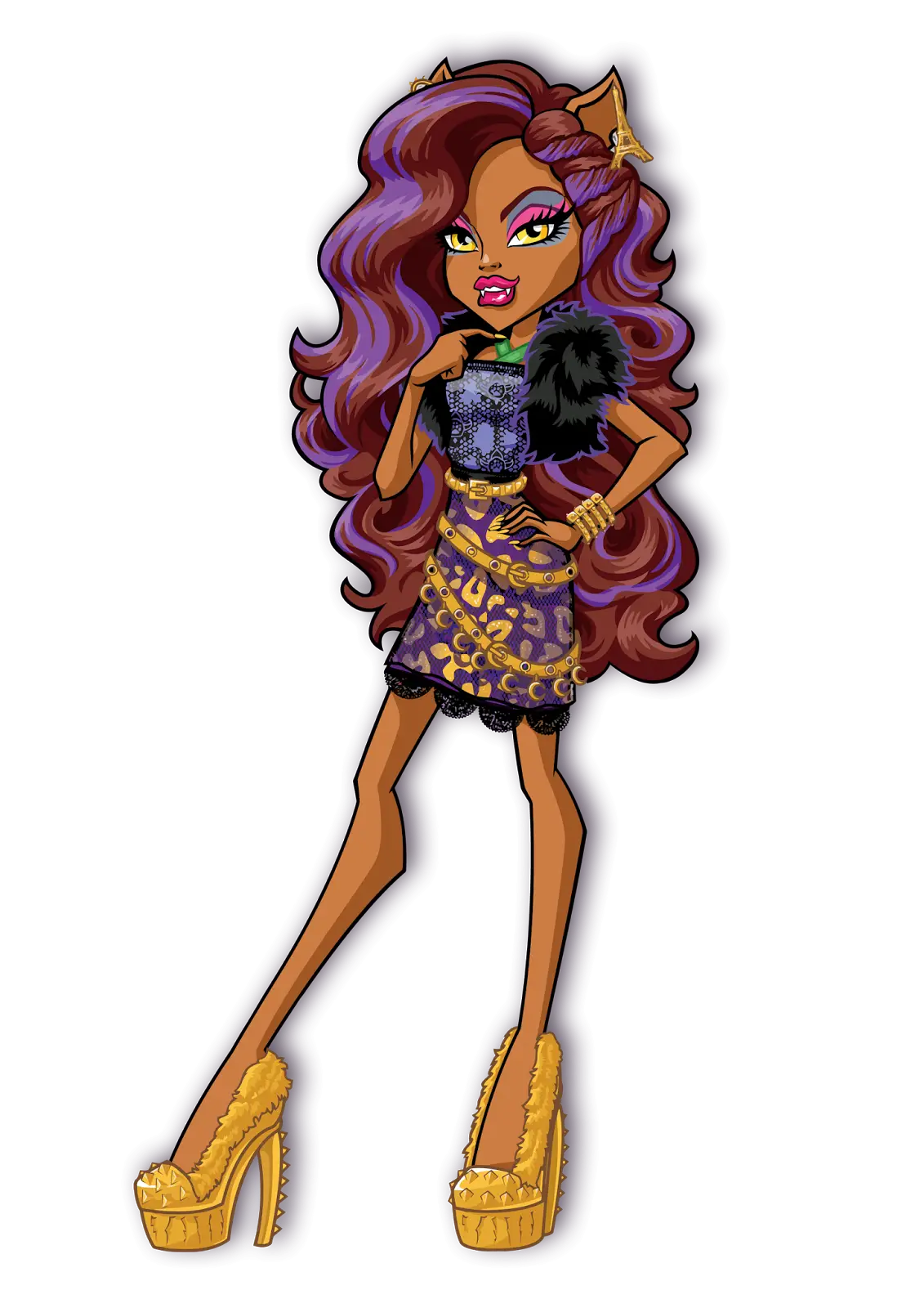 Stylish Animated Character with Purple Hair