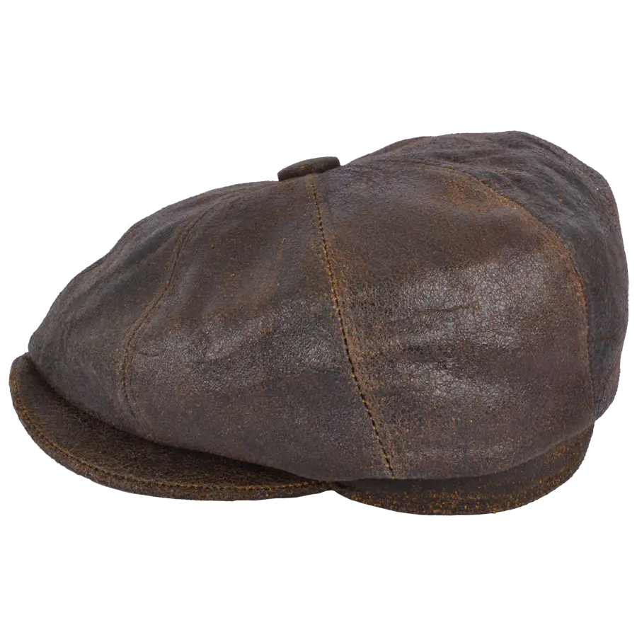 Vintage Brown Leather Flat Cap