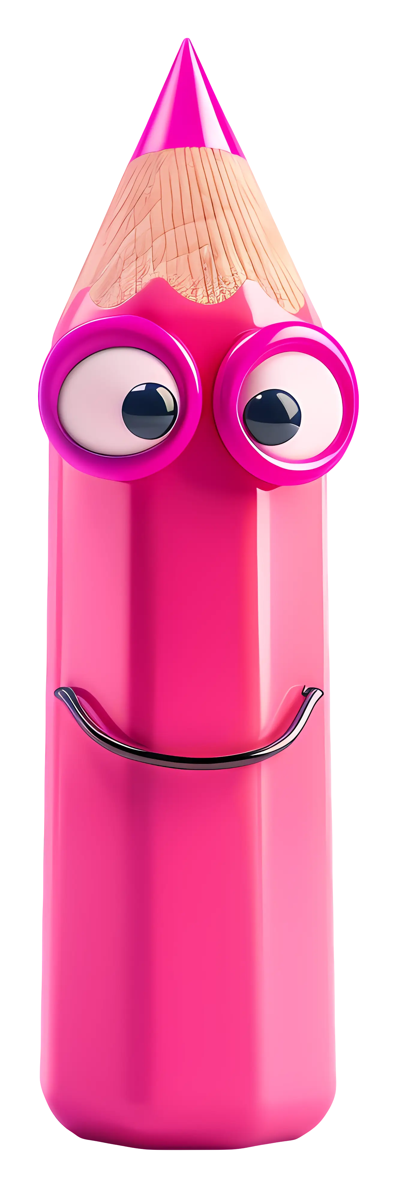 Cartoon Pencil with Eyes and Smile