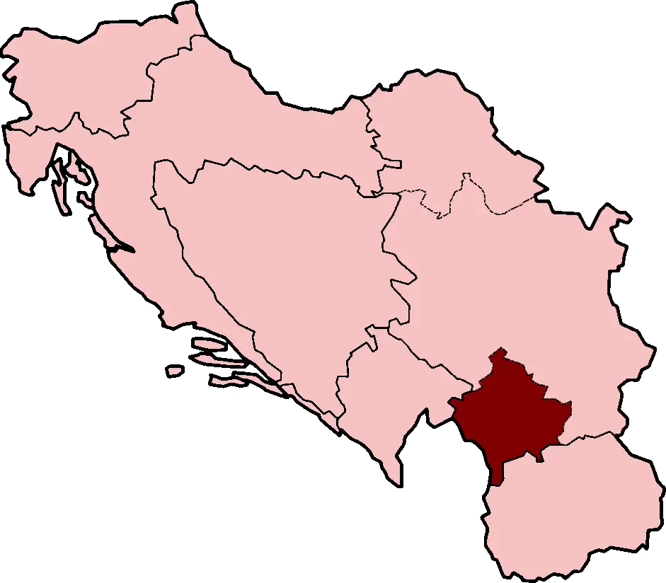 Map of Kosovo in the Balkans