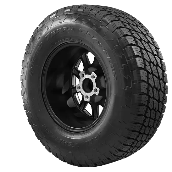 Car Tire with All-Terrain Tread Pattern