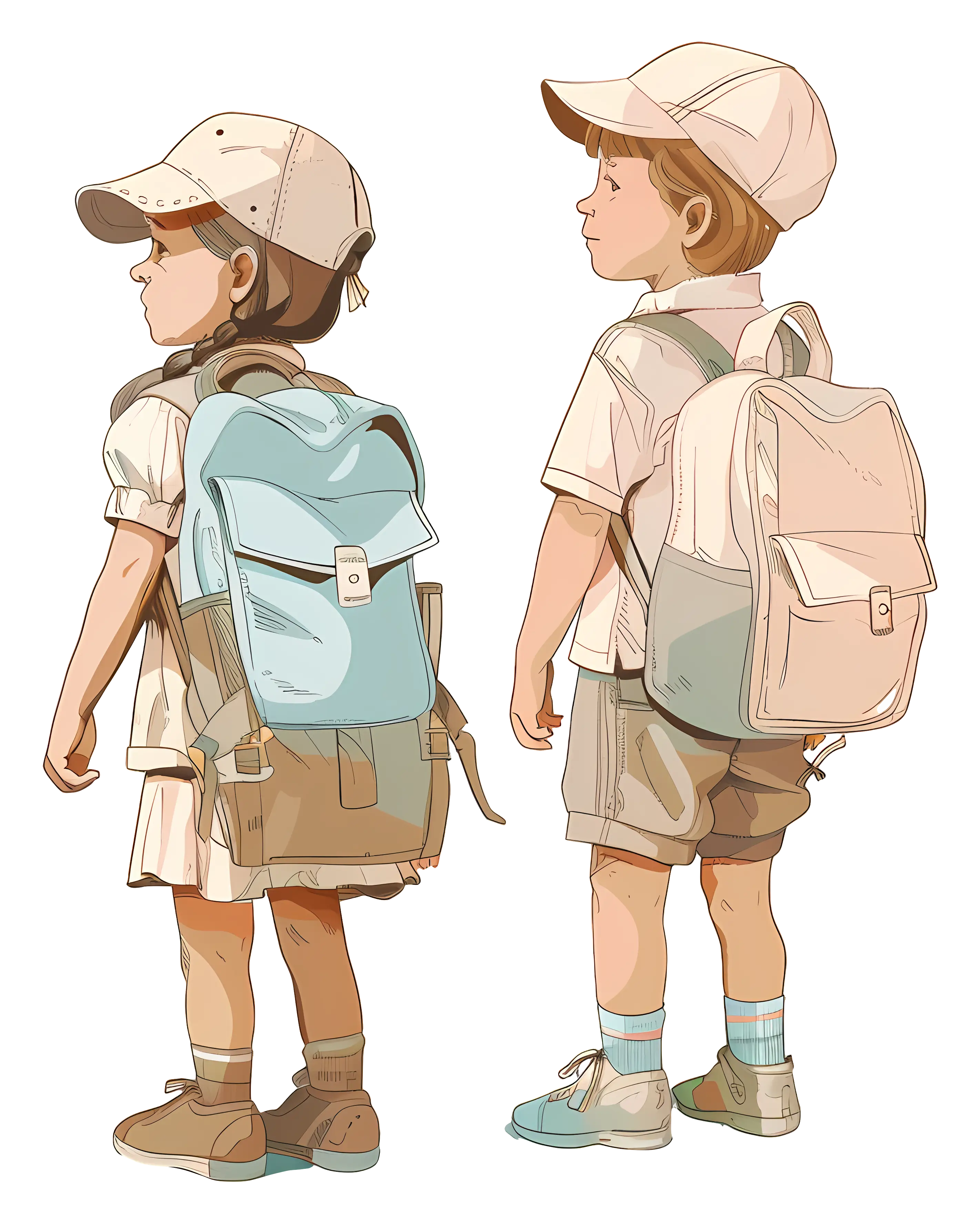 Children with Backpacks Illustration