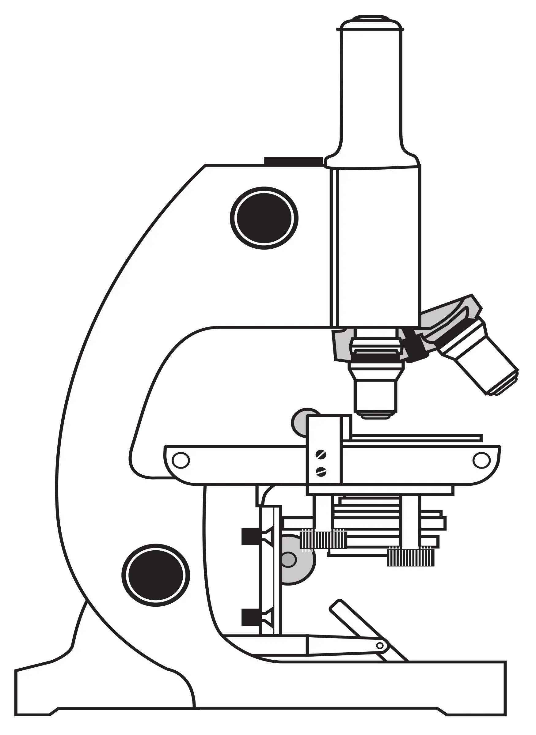 Microscope Line Drawing for Science Concepts