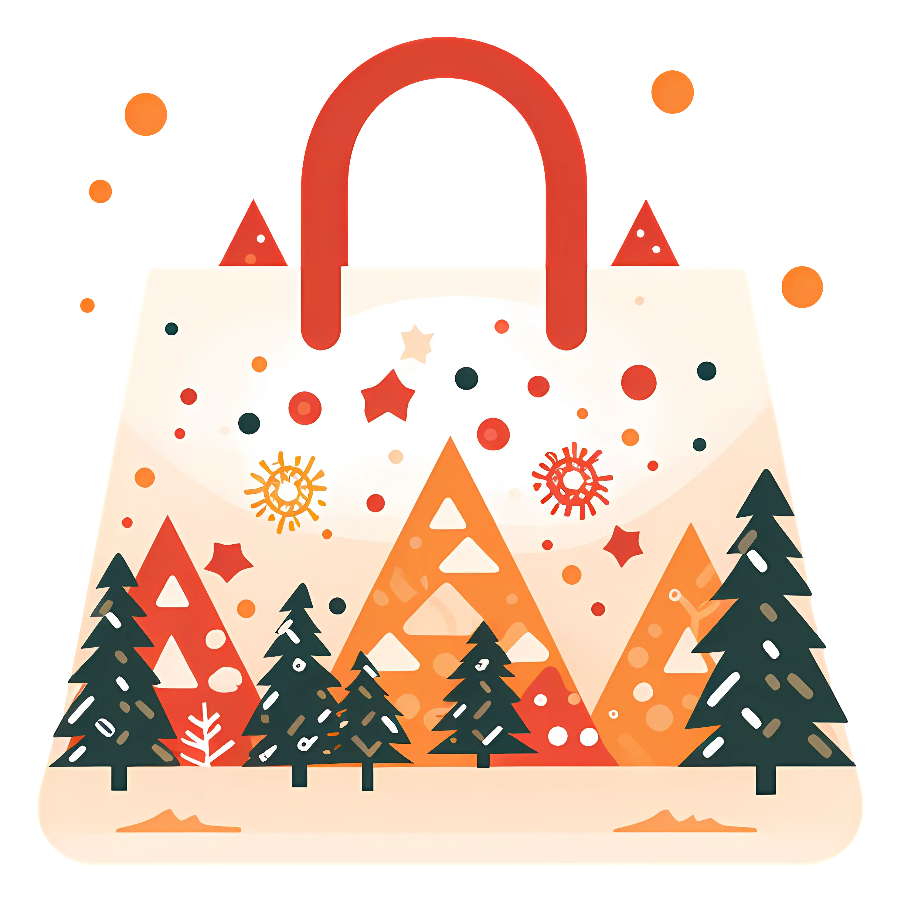 White Bag with Trees and Mountains