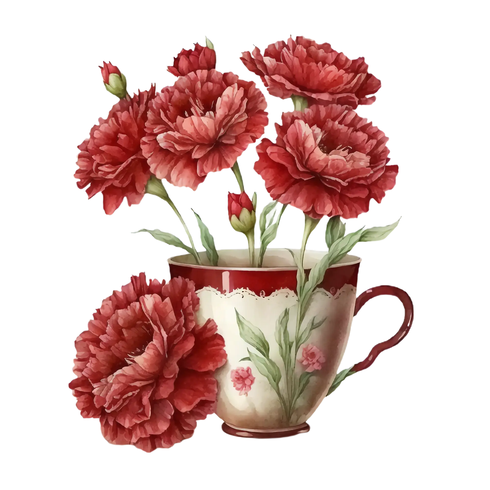 Red Flowers in a Cup