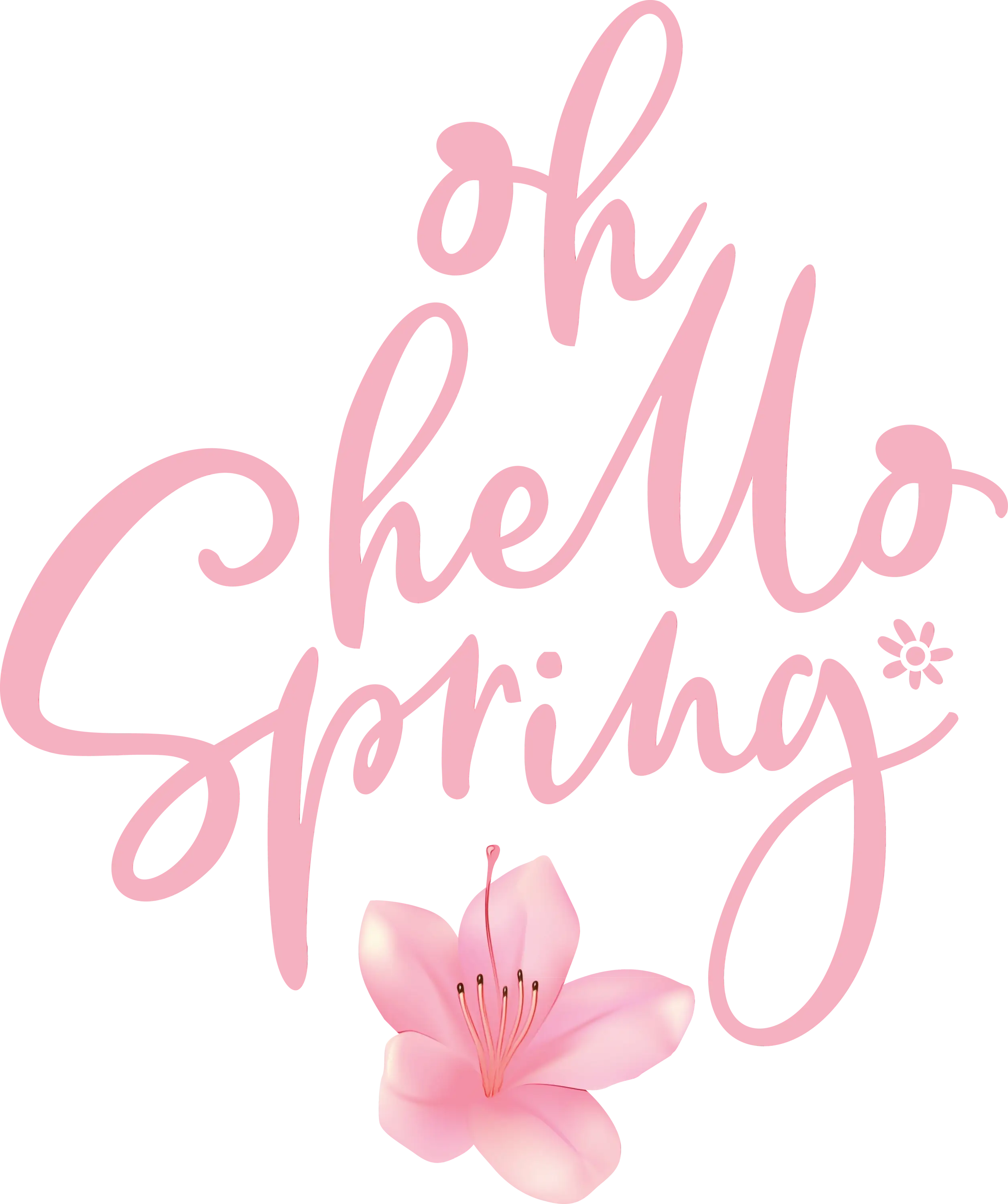 Hello Spring Graphic with Pink Flower