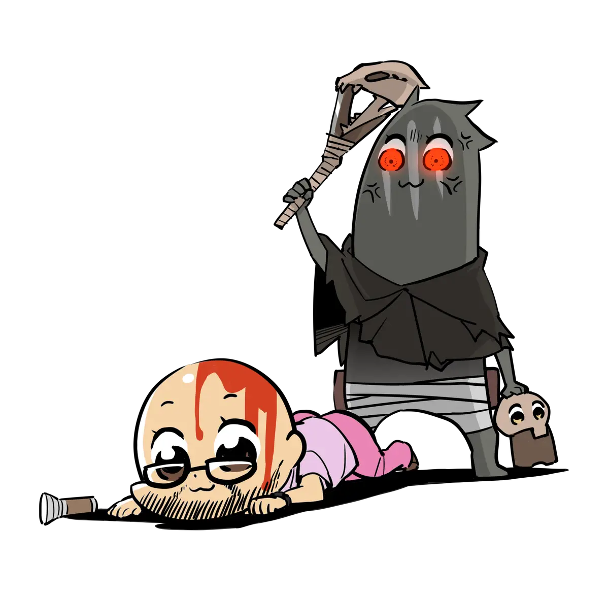 Cartoon Characters in Battle Scene