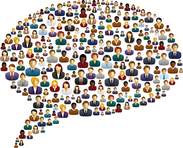 Speech Bubble Formed by Diverse Crowd