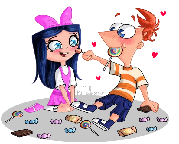 Cartoon Characters Enjoying Candy
