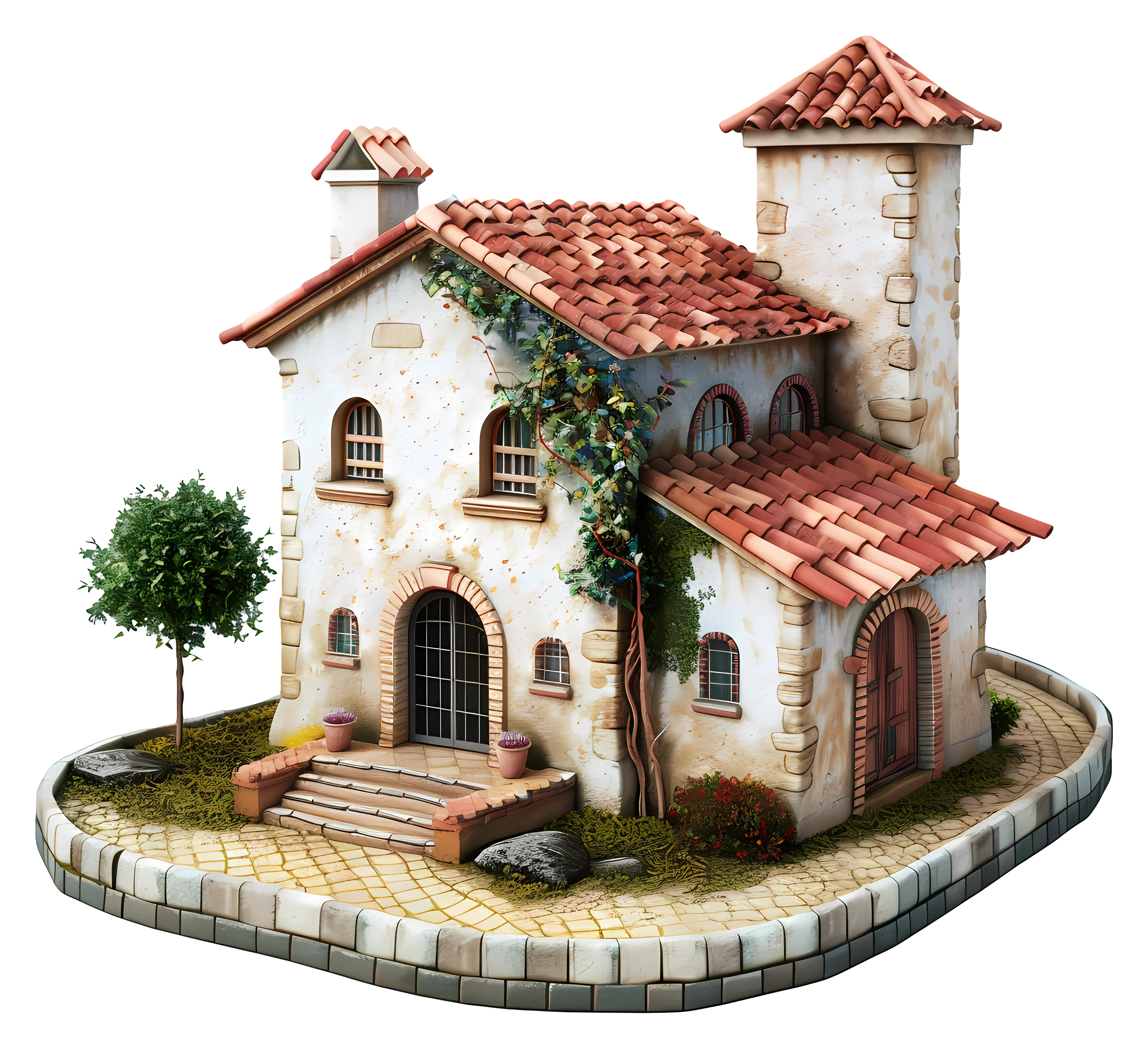Rustic Country House Illustration