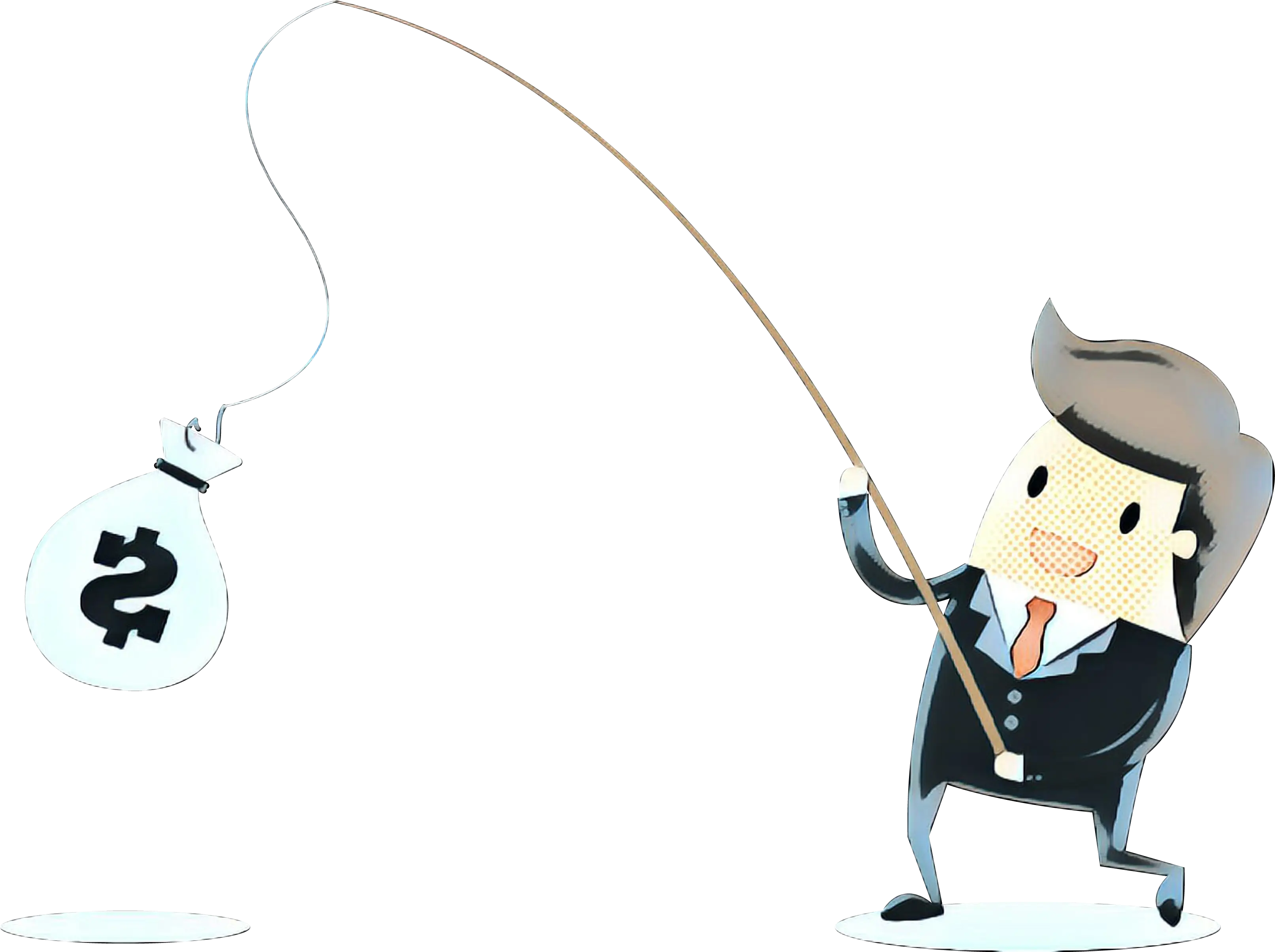 Businessman Fishing for Money Cartoon Illustration