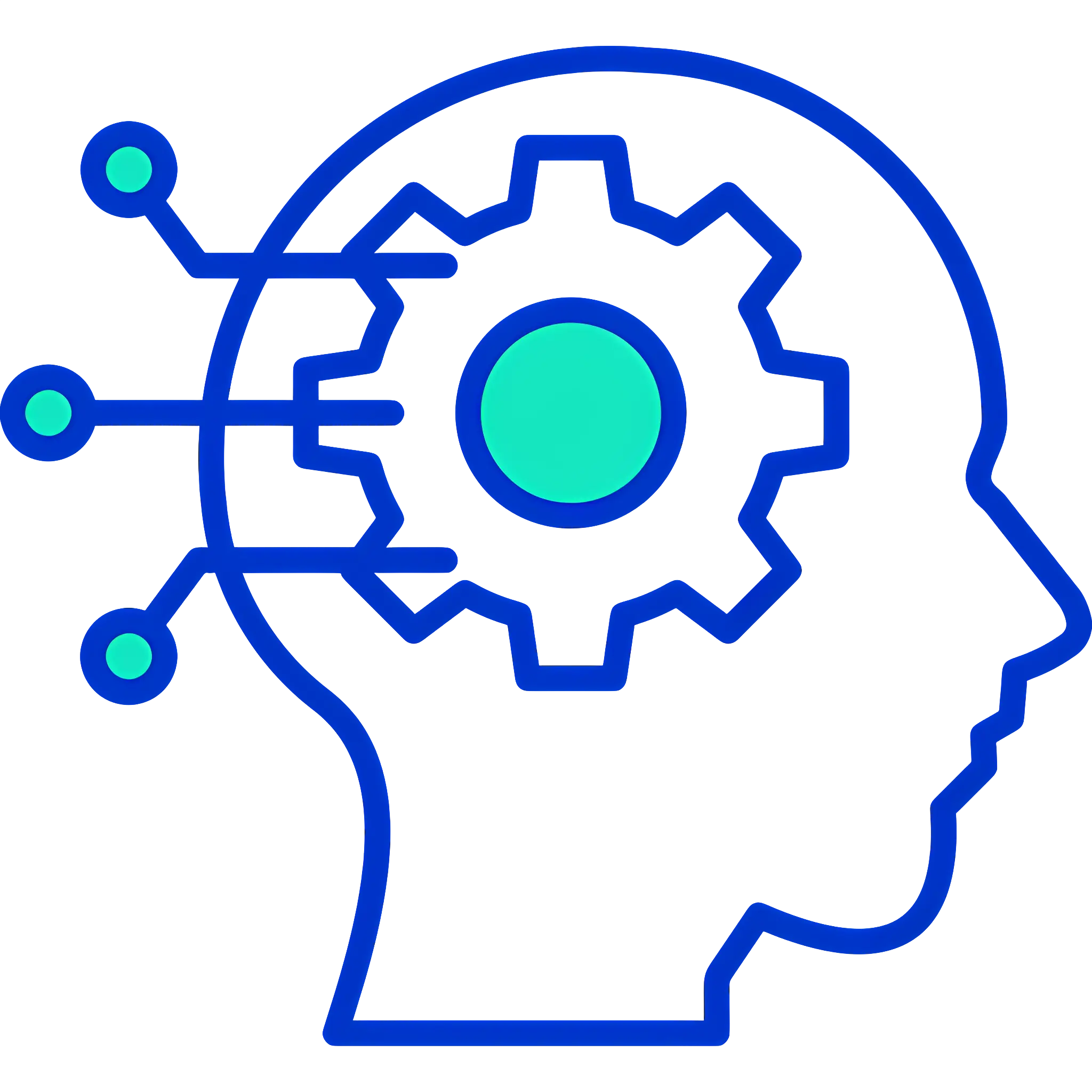 Head with Cogwheel and Technological Connections