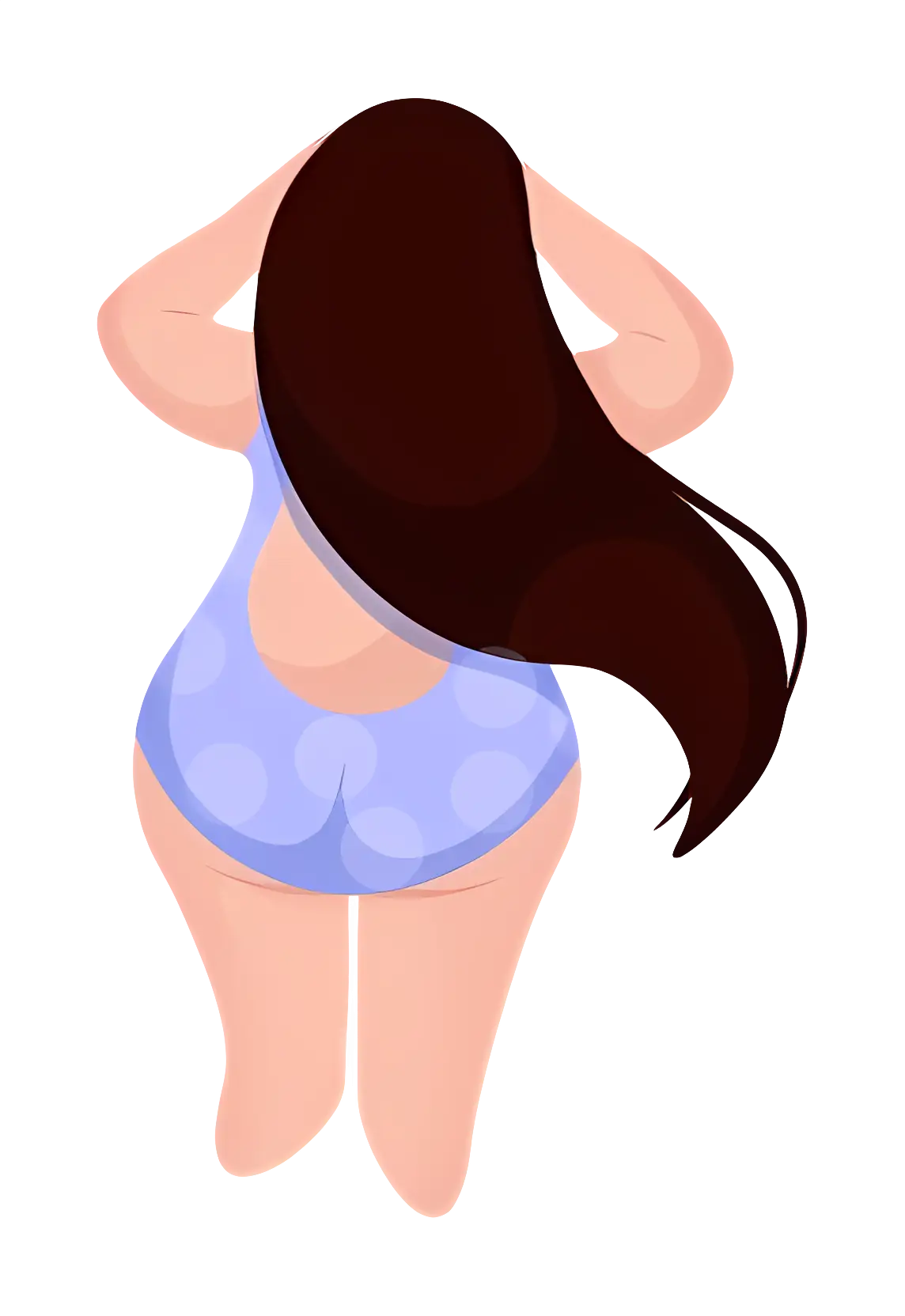 Woman in Swimsuit with Long Hair