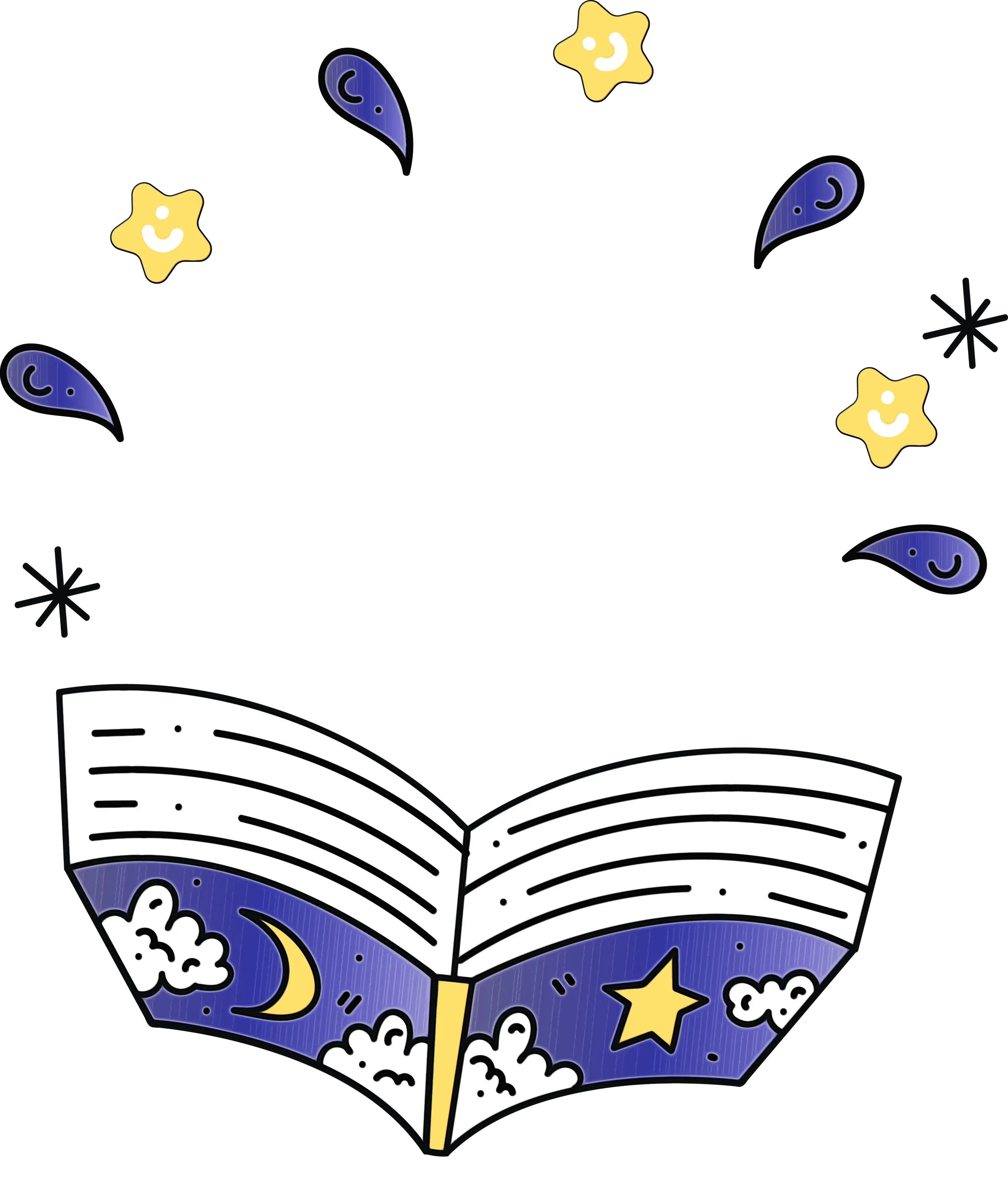 Open Book with Stars in Dreamy Design