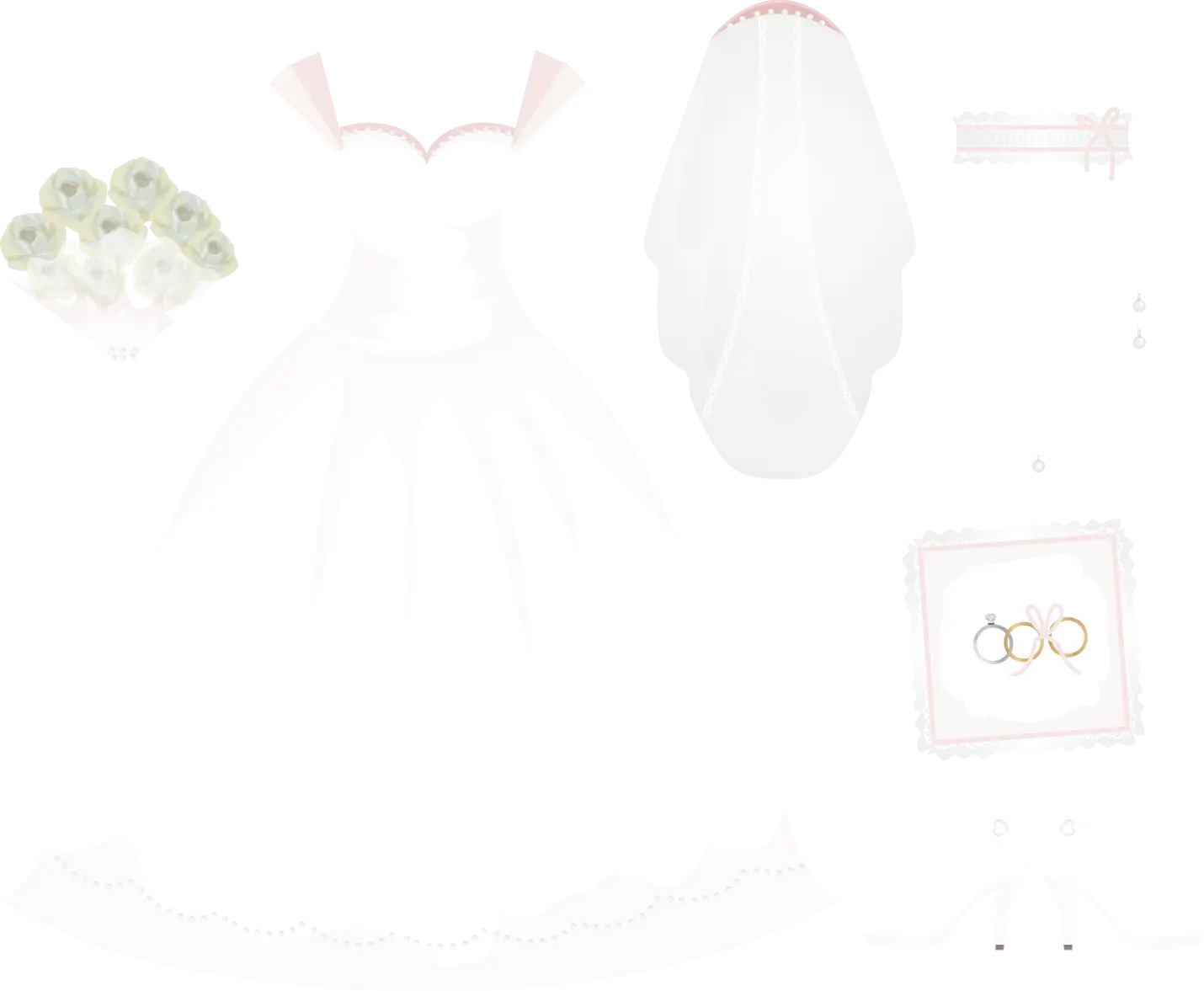 Elegant Wedding Dress and Accessories