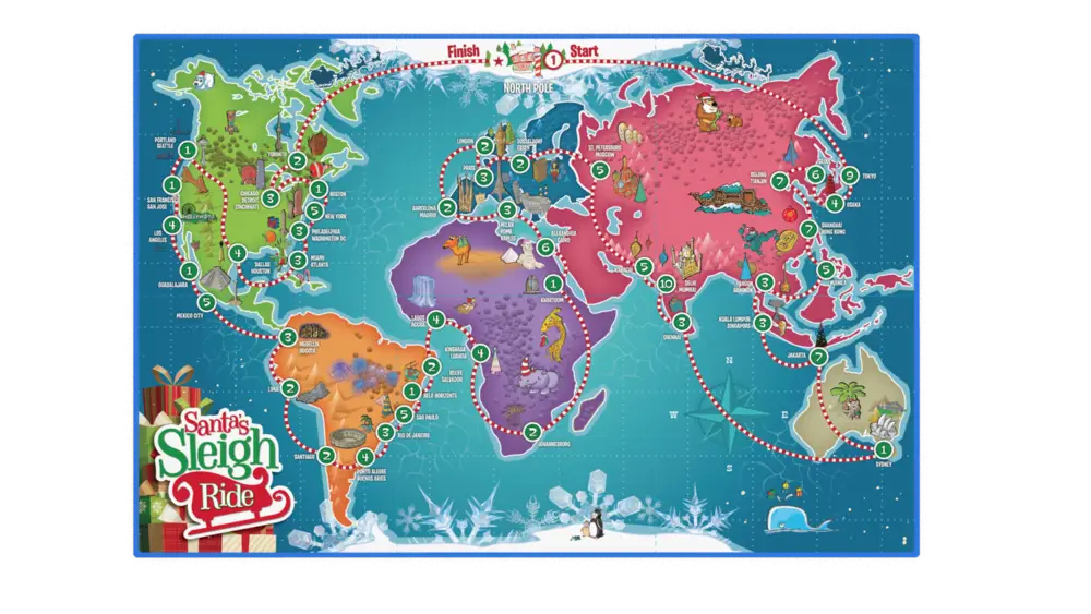 Santa&#039;s Sleigh Ride World Map