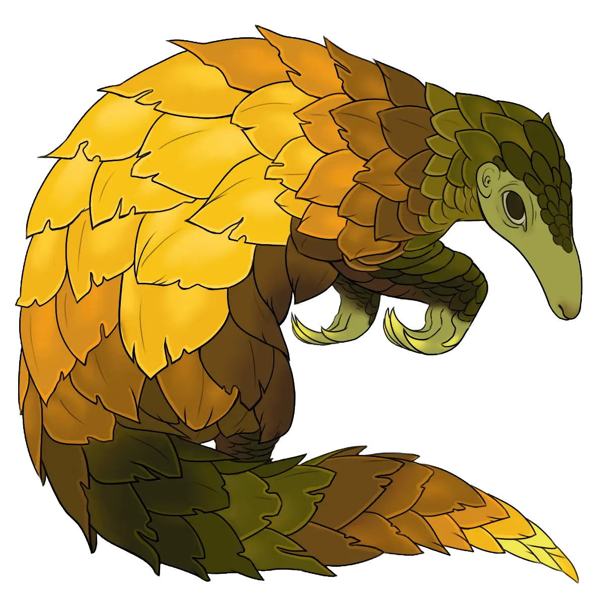 Yellow Cartoon Pangolin with Detailed Scales