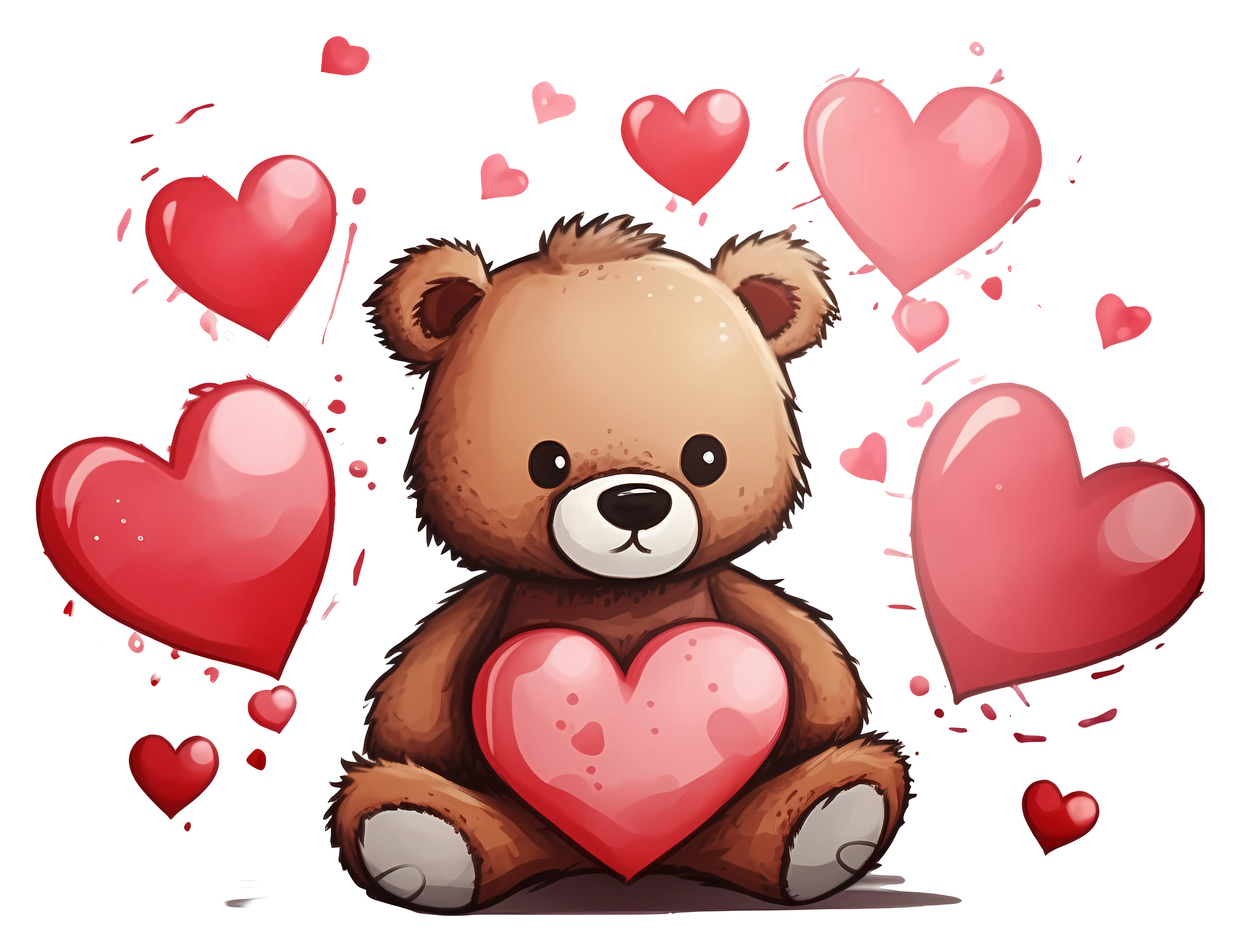Adorable Teddy Bear with Hearts for Valentine&#039;s Day