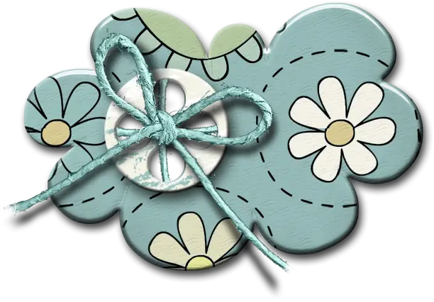 Cute Blue Flower Decoration with Button and String