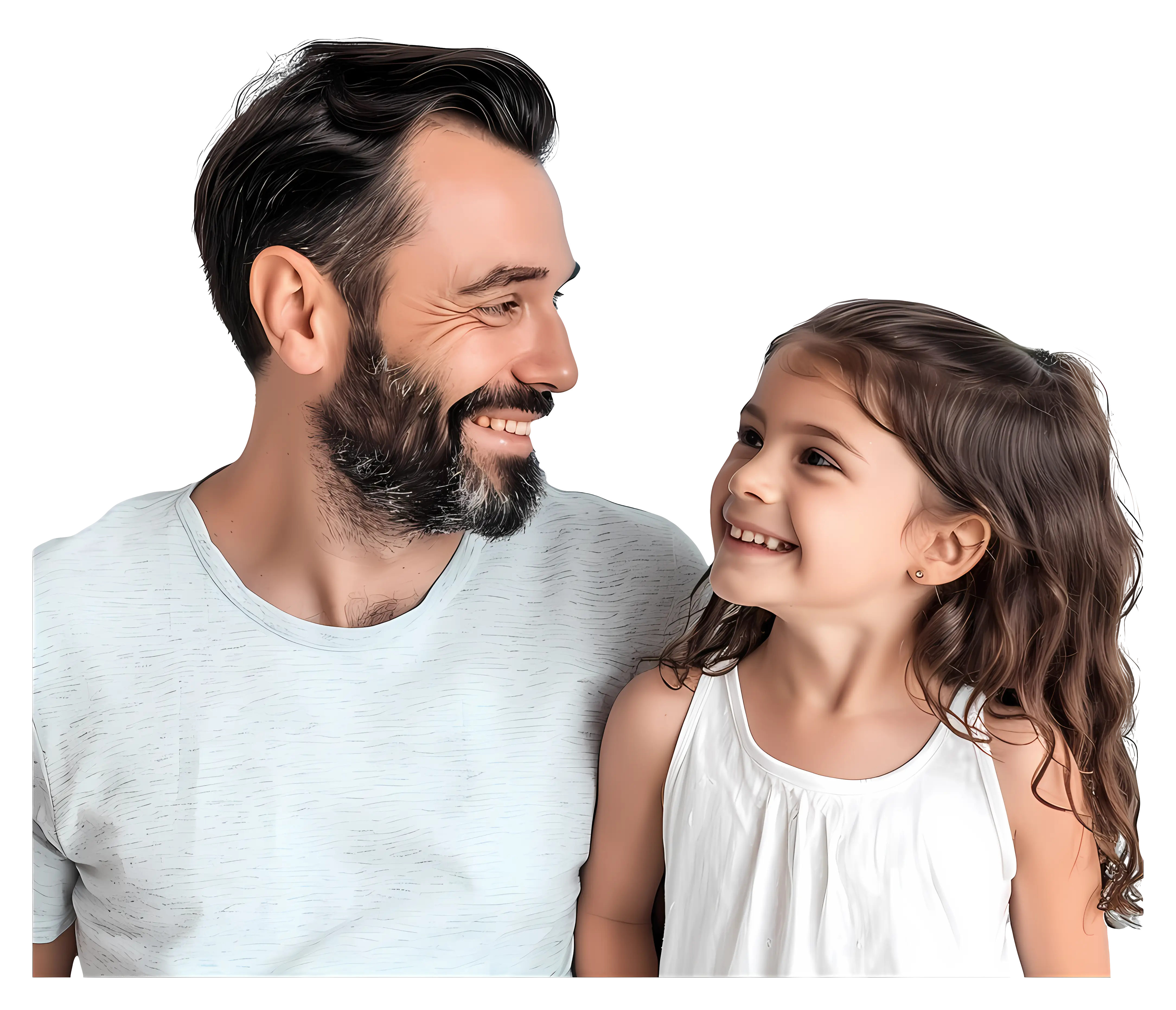 Father and Daughter Smiling