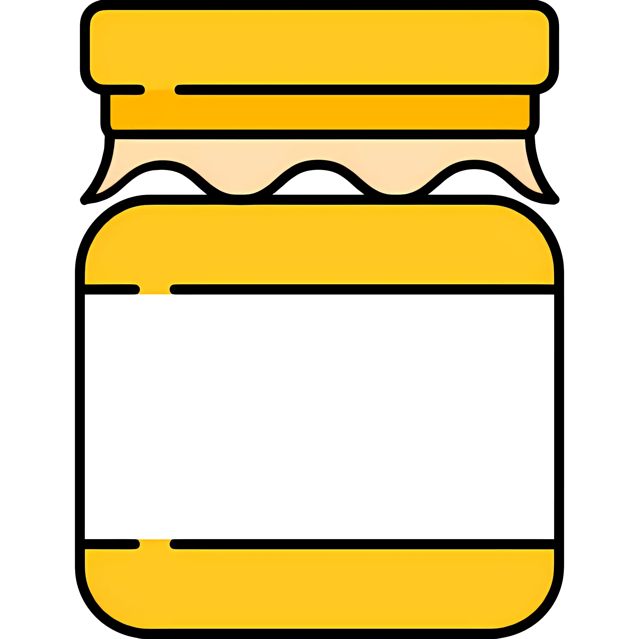 Yellow Jar with a White Label in Cartoon Style