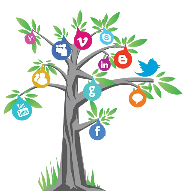 Social Media Tree with Various Icons