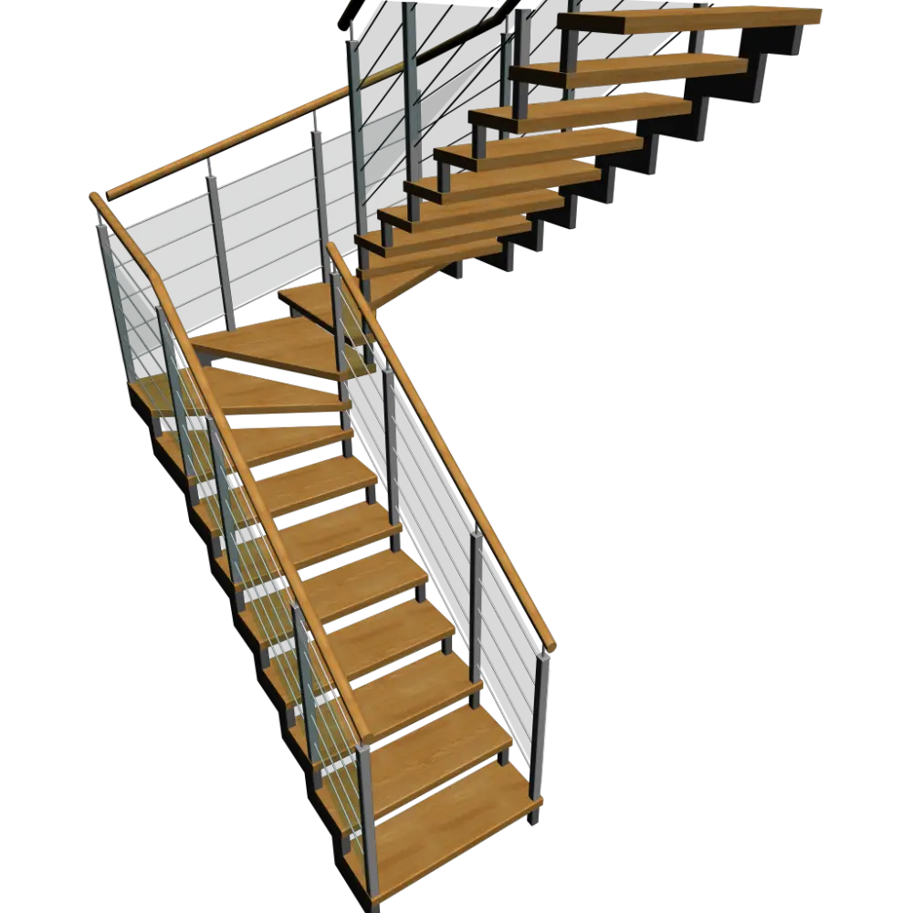 Wooden Staircase with Railing Design