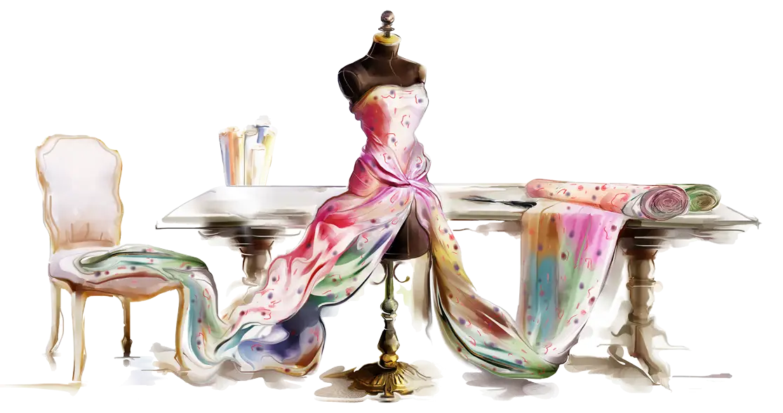 Mannequin Draped with Colorful Fabric for Fashion Design