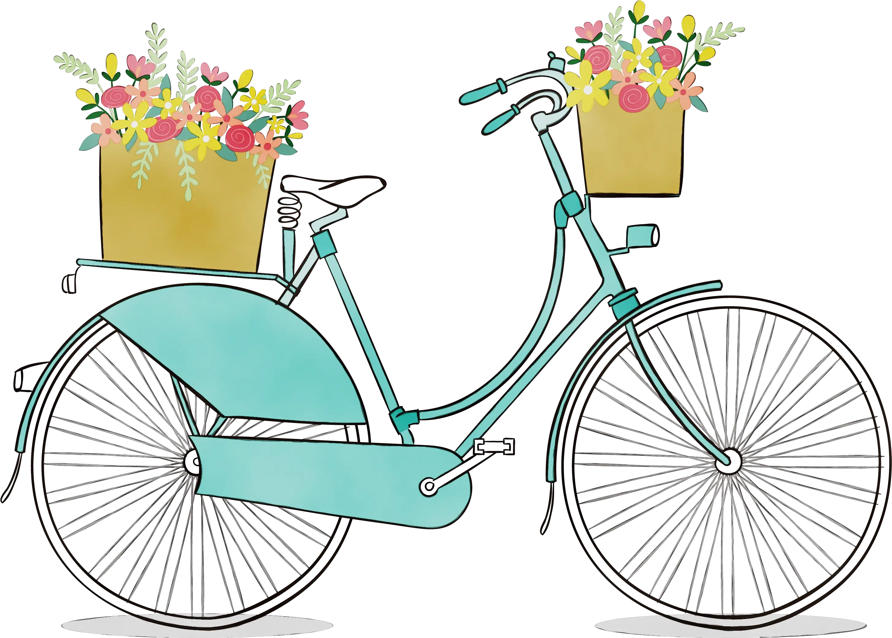 Bicycle with Flower Baskets Illustration